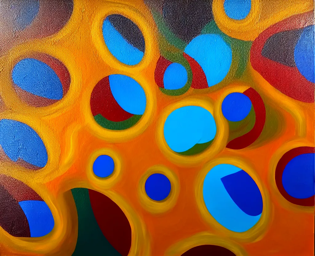 Prompt: oil painting of multi - dimensional latent space.