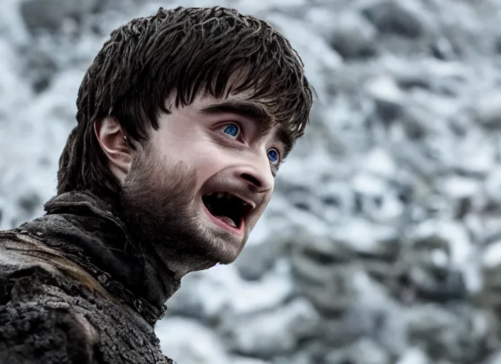 Prompt: daniel radcliffe in game of thrones, live action film, cinematic photo, clear hd image