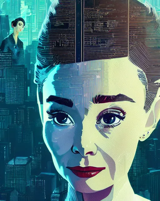 Prompt: highly detailed vfx portrait of audrey hepburn mixed with emilia clarke, global illumination, detailed and intricate environment by james jean, liam brazier, petros afshar, victo ngai and tristan eaton