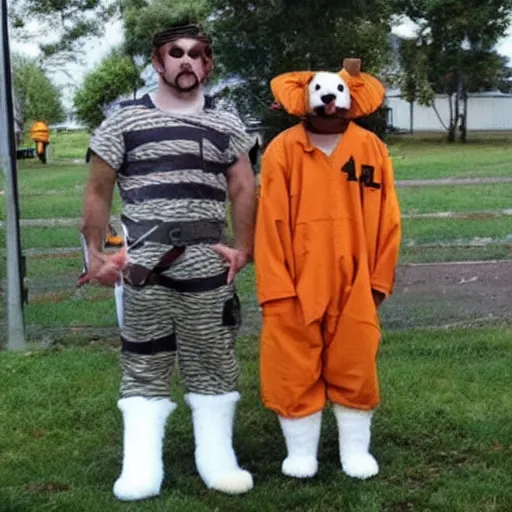 Image similar to animals dressed as inmates