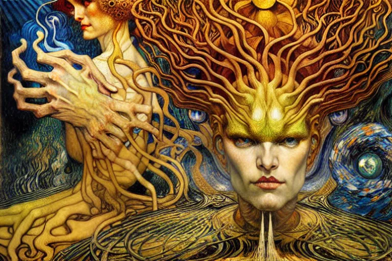 Image similar to Divine Chaos Engine by Karol Bak, Jean Delville, William Blake, Gustav Klimt, and Vincent Van Gogh, symbolist, visionary