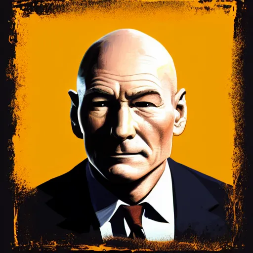 Prompt: a picture of the head of patrick stewart on the body of hulk hogan, sharp focus, vector, 4 k