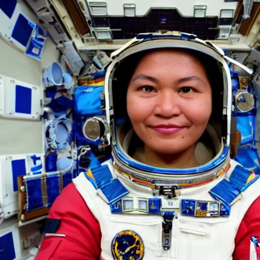 Prompt: An indigenous person in the international space station
