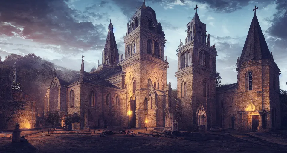 Prompt: church bells ringing, PC Wallpaper, stunning photo, cinematic lighting, perfect composition, 8K, ultra-detailed , Trending on artstation, highly detailed,