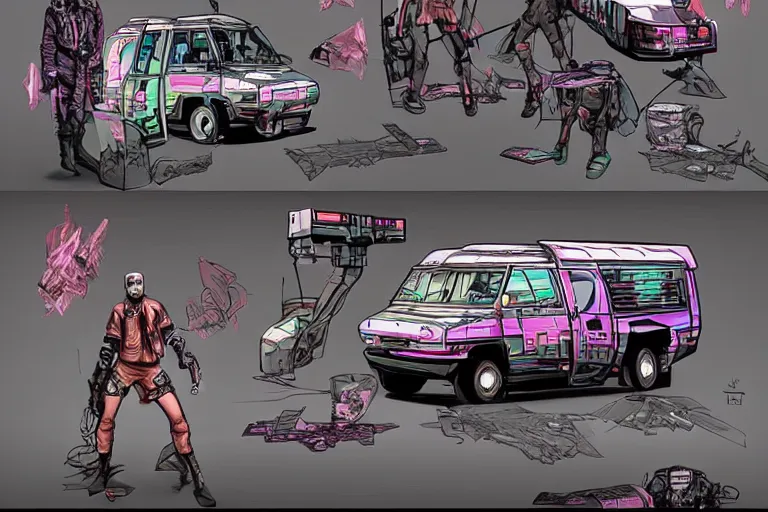 Image similar to cyberpunk version of the 8 0 s a - team van )