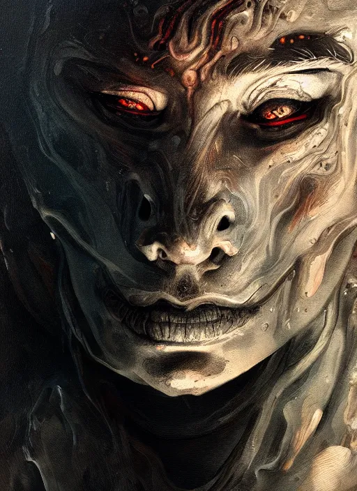 Image similar to close up portrait of a ghost in the mountains of hell, oil painting by tomasz jedruszek, cinematic lighting, pen and ink, intricate line, hd, 4 k, million of likes, trending on artstation