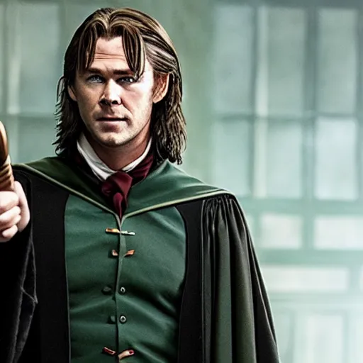 Prompt: Chris Hemsworth as Professor Snape