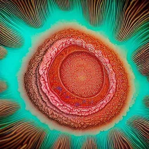 Prompt: photorealistic, extreme macro focus stacking. nikon's small world. coral polyp. intricate, detailed acrylic pour by beeple