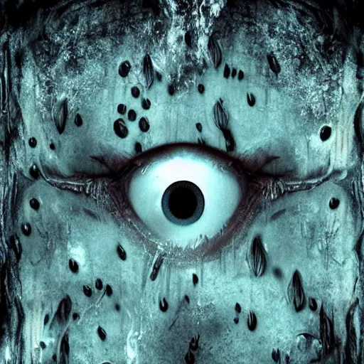 Image similar to underwater abyss,'silent hill ', deep, monster, two eyes, cinematic, realistic, dramatic