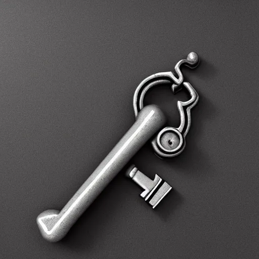 Image similar to a stylised old metal key, key is on the center of the image, rpg game inventory item, on the white background, high poly vray, stylised textures