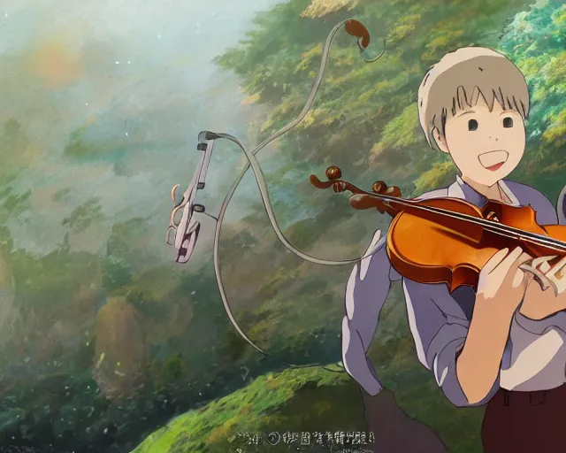 Prompt: violin concert, studio ghibli style, hayao miyazaki, award winning photograph, highly detailed, artstation, hd wallpaper