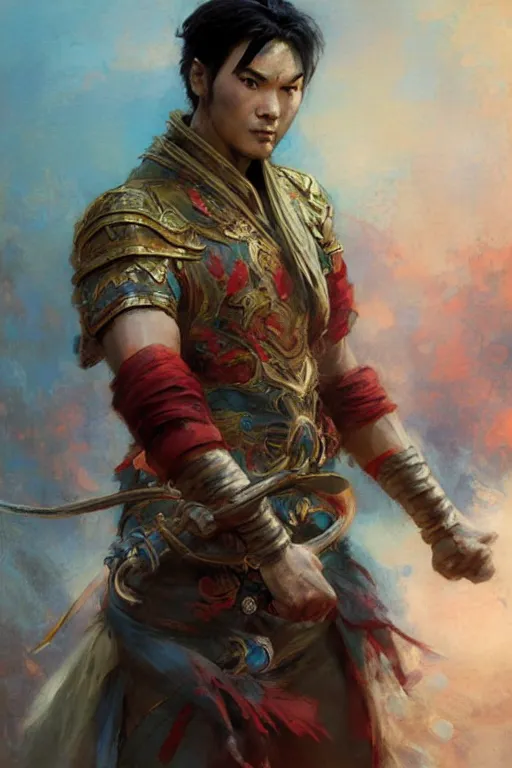 Image similar to attractive man, character design, wuxia, colorful, painting by gaston bussiere, craig mullins, greg rutkowski, j. c. leyendecker