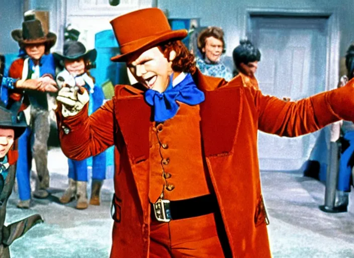 Image similar to film still of Chris Pratt as Willy Wonka in Willy Wonka and the Chocolate Factory 1971