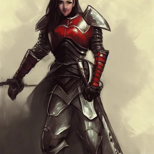 Image similar to gordon freeman as an attractive young smiling woman dressed as a knight, hd shot, digital portrait, beautiful, artstation, comic style, by artgerm, guy denning, jakub rozalski and charlie bowater