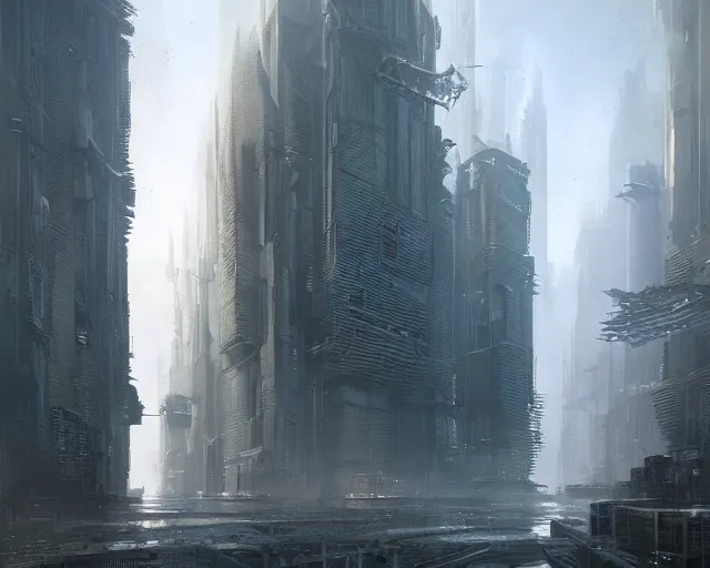 Image similar to great 5-dimensional city, a sci-fi digital painting by Greg Rutkowski and James Gurney, trending on Artstation, eerily beautiful, highly detailed