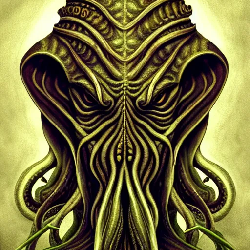 Image similar to intense portrait cthulhu, intricate, elegant, highly detailed, my rendition, digital painting, artstation, concept art, smooth, sharp focus, illustration, art by leonora carrington