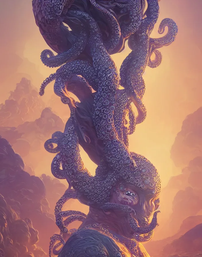 Image similar to goddess portrait. octopus phoenix head. intricate artwork by Tooth Wu and wlop and beeple and dan mumford. octane render, trending on artstation, greg rutkowski very coherent symmetrical artwork. cinematic, hyper realism, high detail, octane render, 8k, depth of field, bokeh