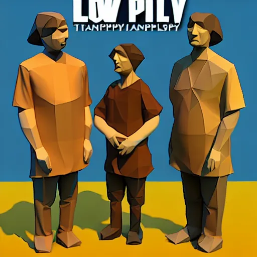 Prompt: low poly anthropologist cover art