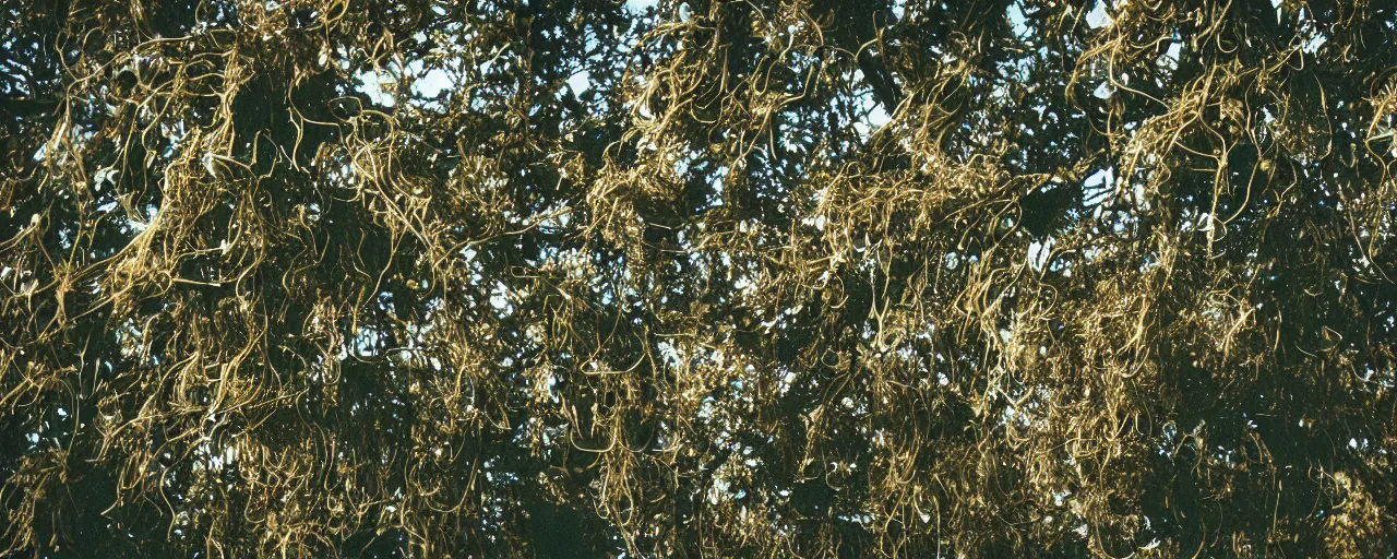 Image similar to medium shot of spaghetti growing on trees, canon 5 0 mm, cinematic lighting, photography, retro, film, kodachrome