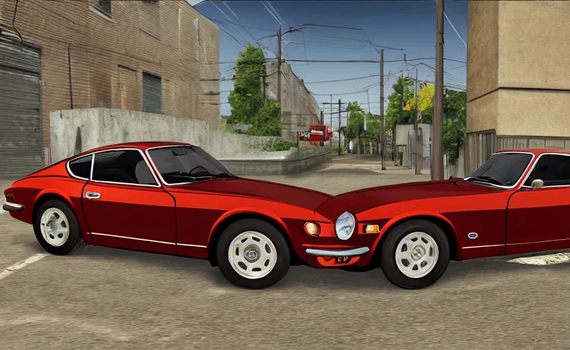 Image similar to 1970 Datsun 240Z in GTA loadscreen art style