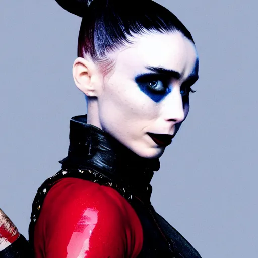 Prompt: Rooney Mara as harley quinn, 8k, high definition, highly detailed