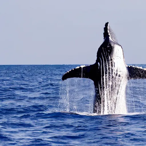 Image similar to photo of a whale in the ocean wearing a party hat