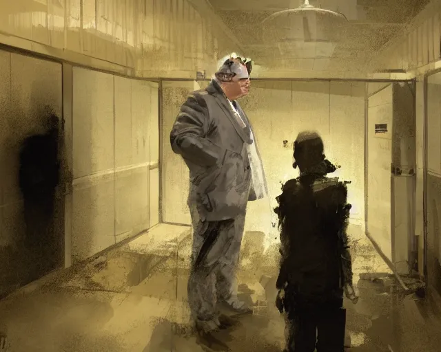 Image similar to Alex Jones and Donald Trump standing in a jail cell, craig mullins, octane