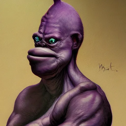 Image similar to portrait of bonzi buddy by wayne barlowe, intricate, highly detailed, sharp focus, trending on artstation