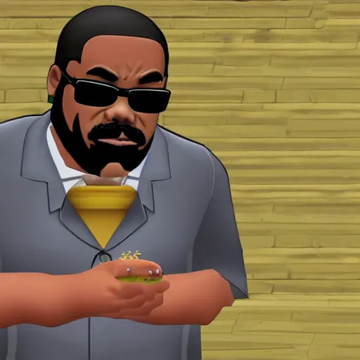 Image similar to Big Smoke from GTA san andreas at a burger king