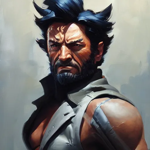 Image similar to Greg Manchess portrait painting of Wolverine as Overwatch character, medium shot, asymmetrical, profile picture, Organic Painting, sunny day, Matte Painting, bold shapes, hard edges, street art, trending on artstation, by Huang Guangjian and Gil Elvgren and Sachin Teng