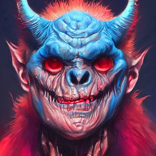 Image similar to monster, colorful, digital art,portrait, fantasy, magic, trending on artstation, ultra detailed, professional illustration by Basil Gogos