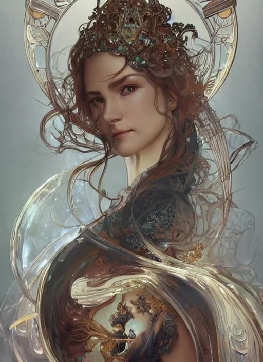 Image similar to portrait of a stunningly beautiful water drop, highly detailed, 3 5 mm photo, artstation, concept art, sharp focus, 2 8 mm macro photo, art by artgerm and greg rutkowski and alphonse mucha, incredibly beautiful and symmetrical, incredibly detailed, award winning art, royal