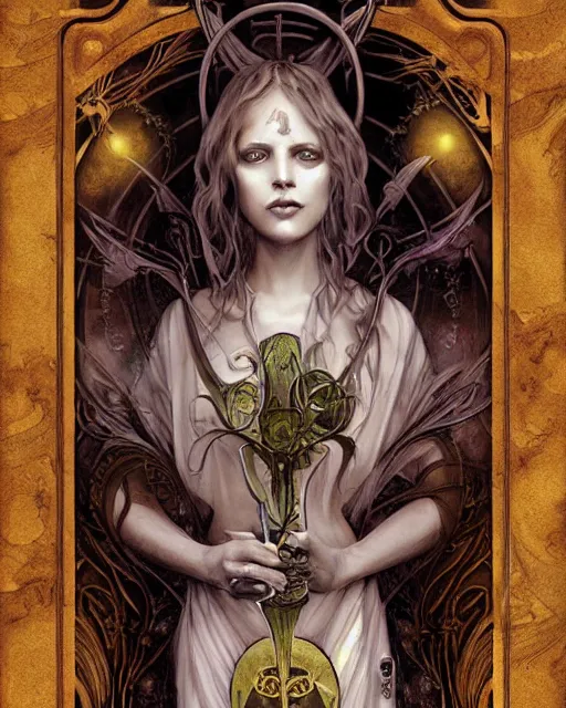 Image similar to tarot card, high priestess, Art nouveau, by bastien deharme