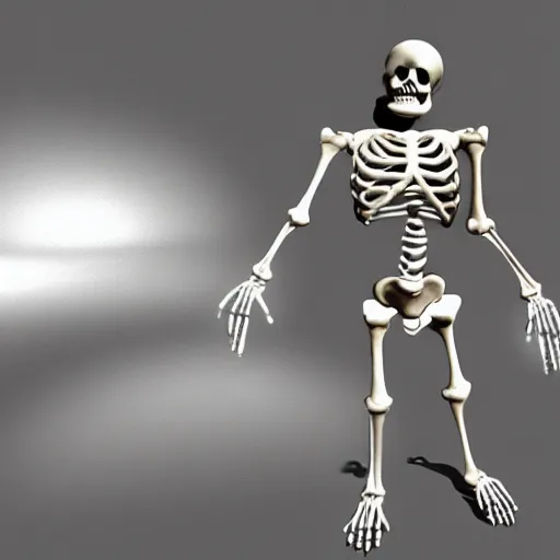 Image similar to A skeleton in the game Super Mario 64, very detailed