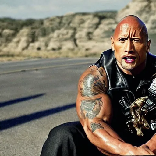 Image similar to dwayne johnson in sons of anarchy 4 k detailed