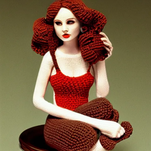 Image similar to Pretty Woman with crocheting figure