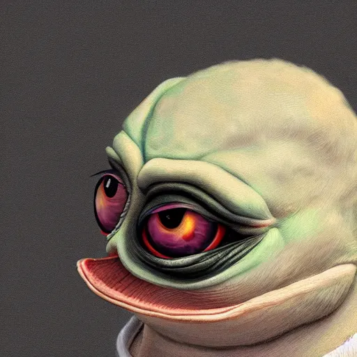 Image similar to sad pepe, realistic, detailed, artstation