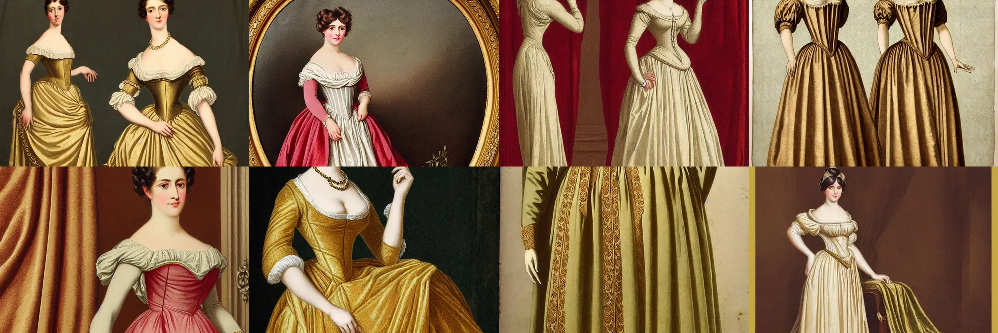 Prompt: regency - era portrait by vittorio reggianini, georgian dress amazing fabric