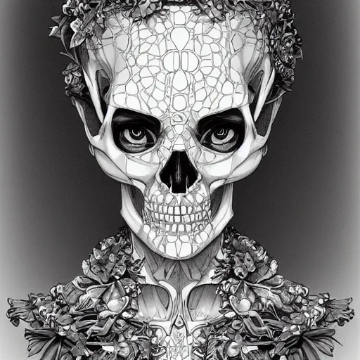 Image similar to anime manga skull portrait young woman skeleton, intricate, elegant, highly detailed, digital art, ffffound, art by JC Leyendecker and Turner 1860