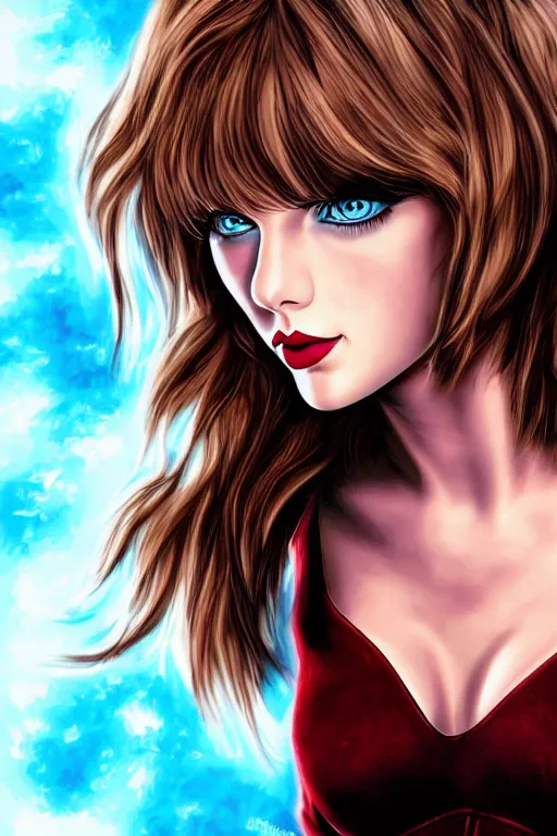 Prompt: Taylor Swift as Battle Angel Alita, oversize eyes, digital art
