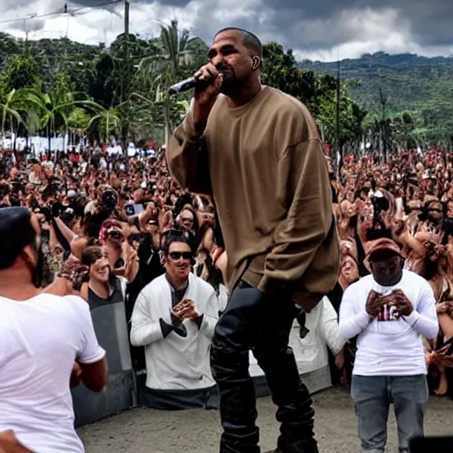 Image similar to kanye west performing at plaza de bolivar in armenia quindio
