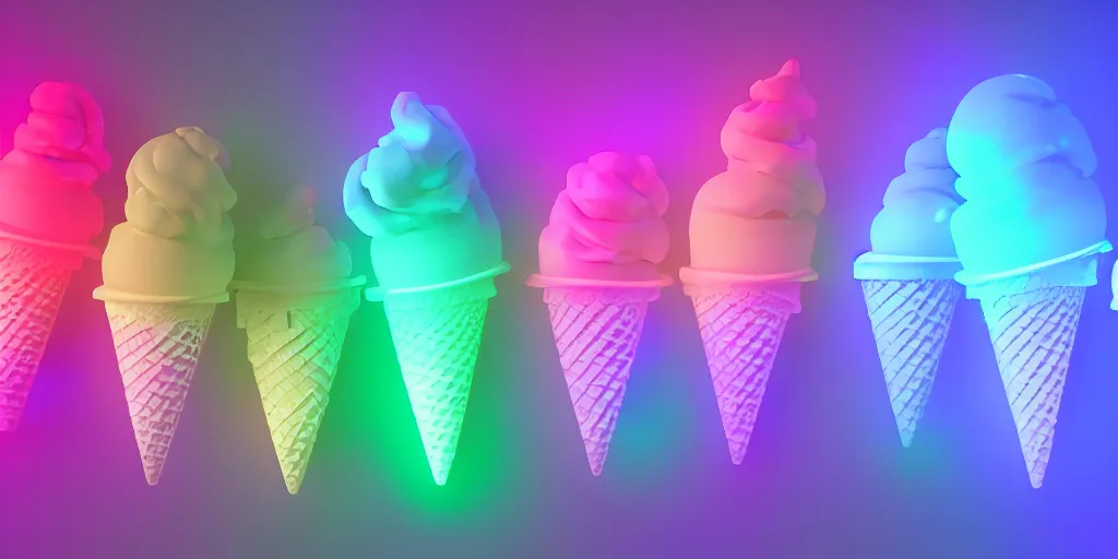 Image similar to ice cream cone with rgb implants, cyberpunk, high quality, ue 5.