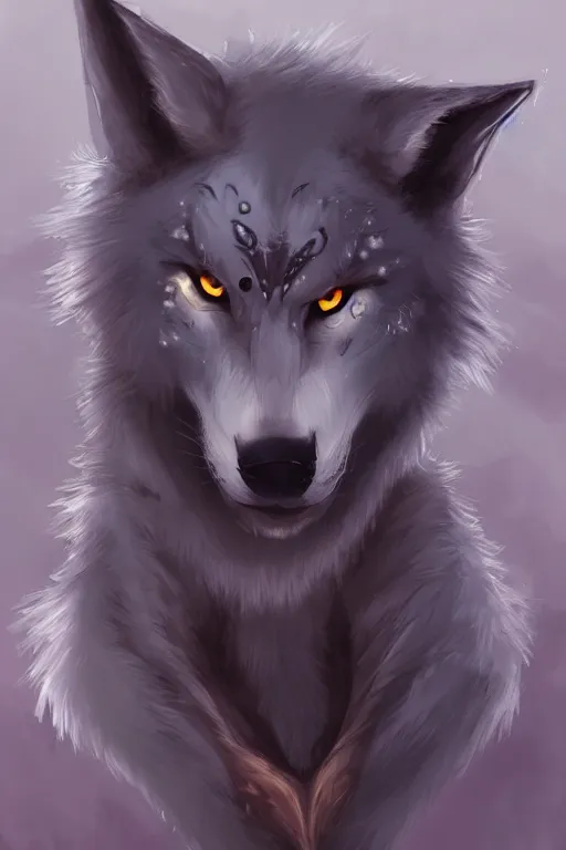 Prompt: a wolf fursona, trending on artstation, by kawacy, furry art, digital art