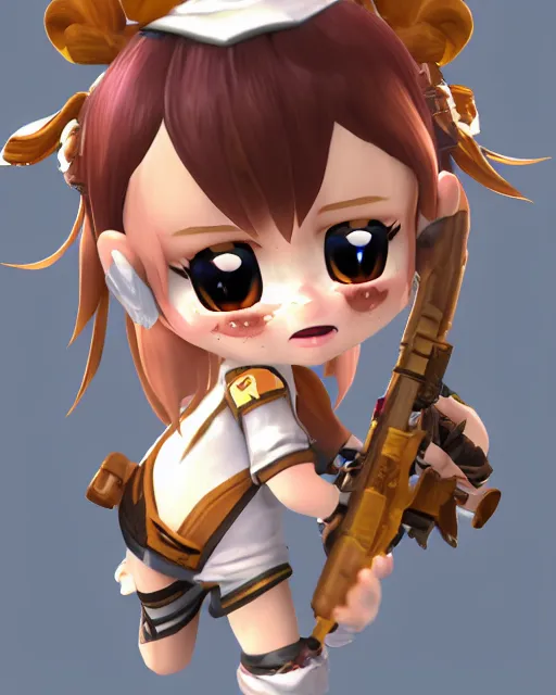 Image similar to katelynn mini cute style, highly detailed, rendered, ray - tracing, cgi animated, 3 d demo reel avatar, style of maple story, maple story gun girl, katelynn from league of legends chibi