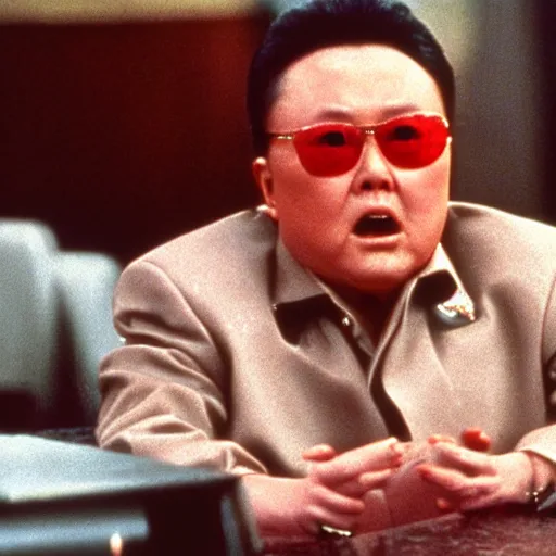 Prompt: A movie still of Kim Jong Il in Back to the Future