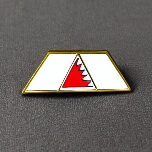 Image similar to a triangle enamel pin of a retro fire flames warning label, smooth curves