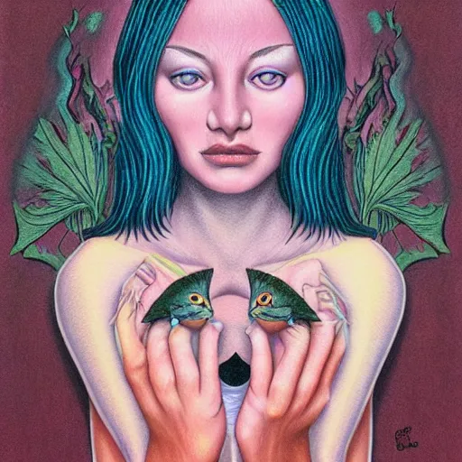 Prompt: colored pencil art on paper, pretty witch, by casey weldon, highly detailed, artstation, masterpiece, award - winning, caran d'ache luminance