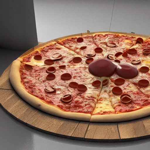 Prompt: a pizza eating waterfall, vray render 4 k