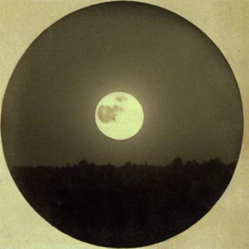 Prompt: the moon's eye opens, historic photograph, creepy