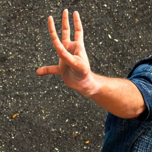 Image similar to man showing us his hand with five fingers